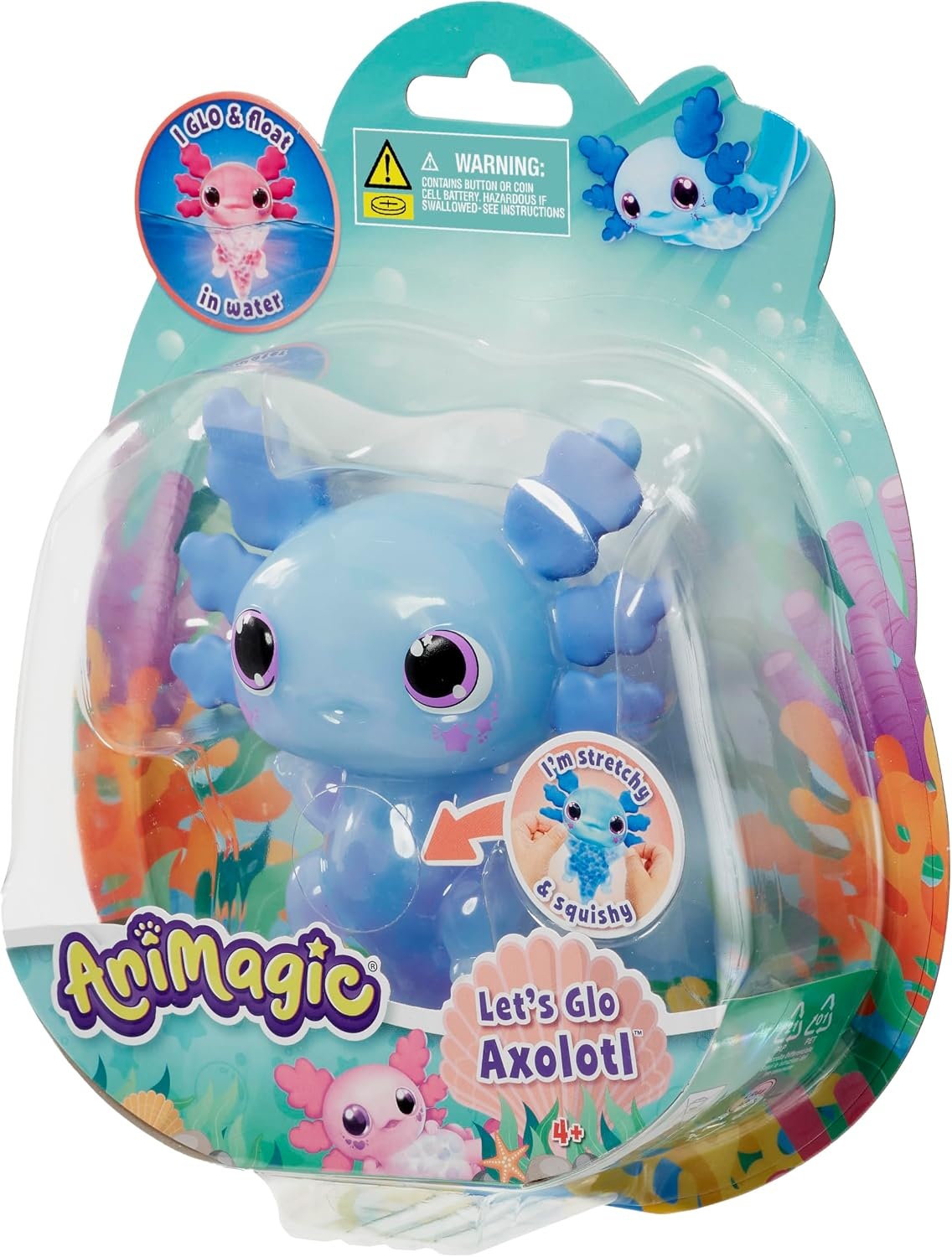 image:imageAnimagic Lets Glo Axolotl Blue Squishy Water Toy Floats and Glows Ages 4