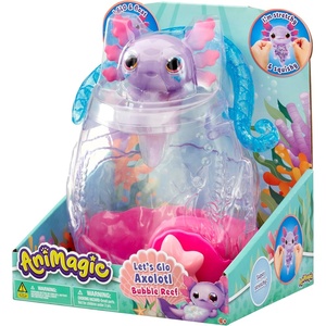 Animagic Let’s Glo Axolotl Bubble Reef | Squishy Water Toy Floats and Glows | Ages 4+